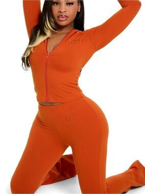 Body by Raven Body Basics Burnt Orange Matching Set Hoodie & Flare Pants S / XS